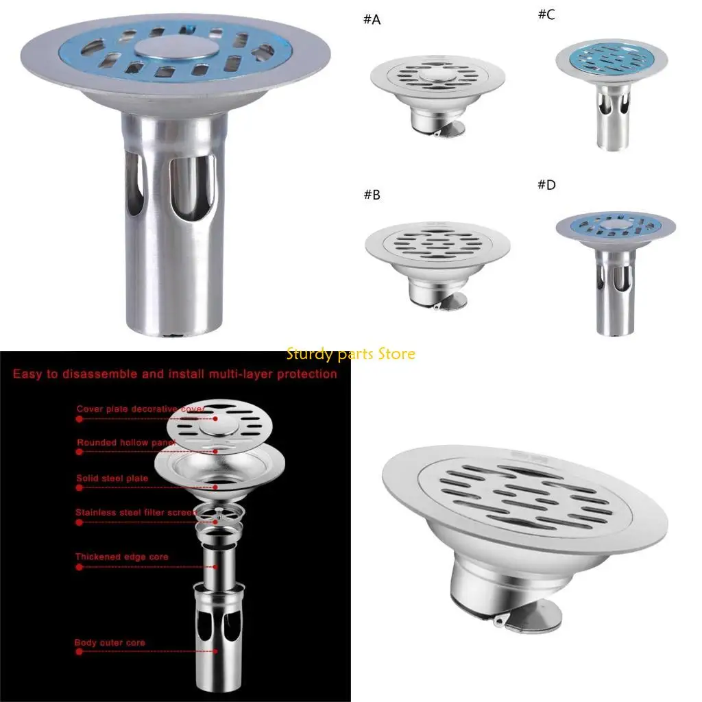 

97QC Round Shower Floor Drain Stainless Steels Round Floor Strainer Antiodor Drainer