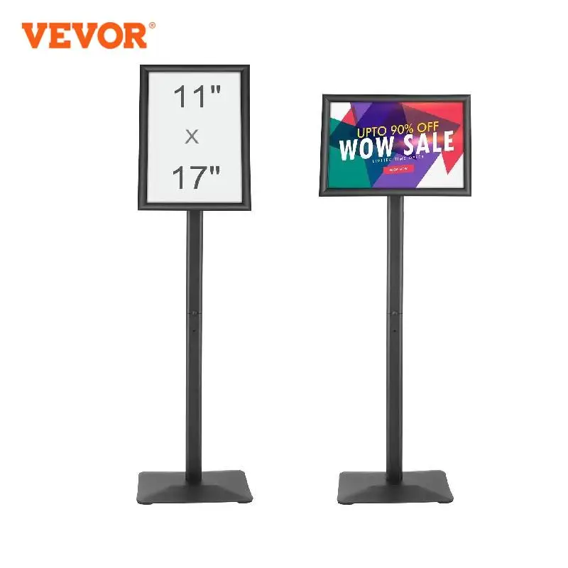 VEVOR Adjustable Pedestal Stand Holder Floor Standing Sign Holder Aluminum Poster Frame Sign Holder for Vertical Horizontal View