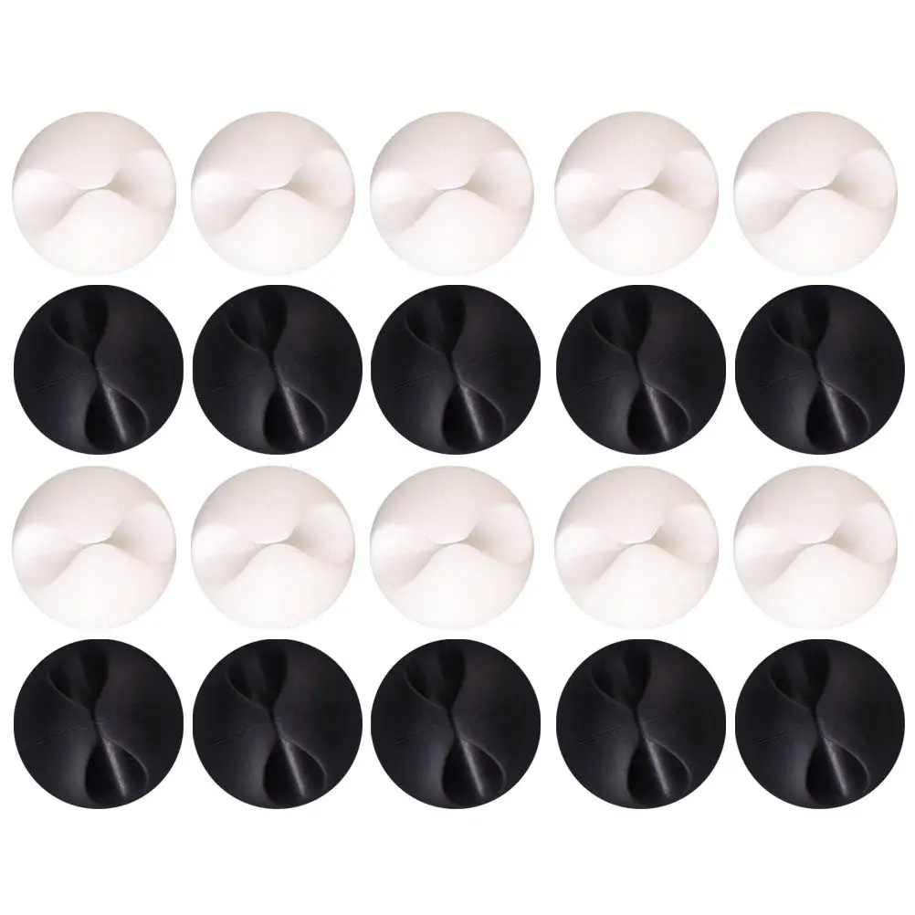 20pcs Adhesive Cable Clips – Desktop & Wall Wire Organizer for USB, Ethernet, Power Cords on Glass, Metal, Wood