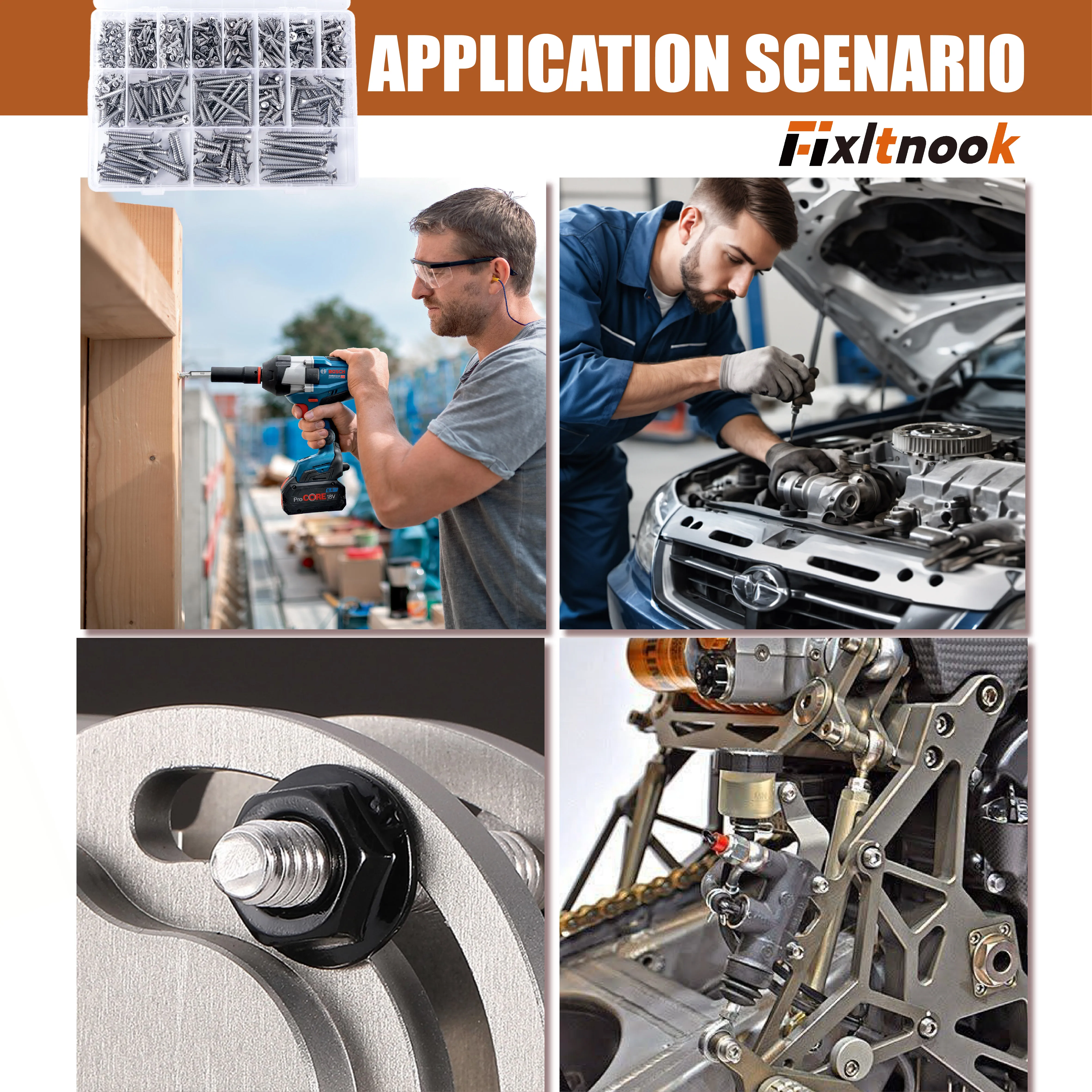 450 pezzi, set di viti per legno in acciaio inossidabile 304, vari modelli come #   4 #   6 #   8 #   10 #   12