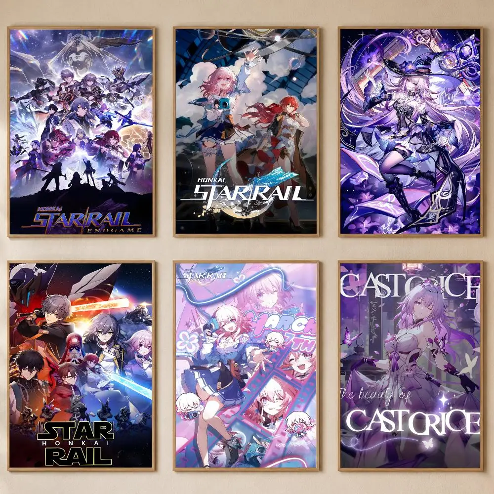 Game H-Honkai Star Rail Poster PP Self-Adhesive Wall Sticker Bedroom Gaming Cafe/Bar Vintage Aesthetic Decor Ideal Gift