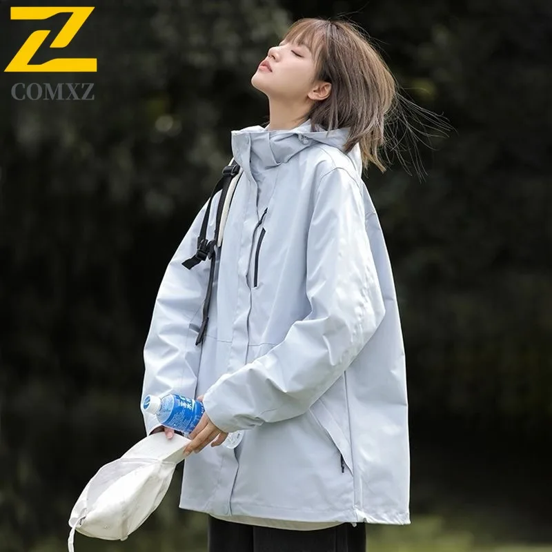 

COMXZ Мужская велосипедная куртка для отдыха с воротником с капюшоном, дизайнерское удобное пальто для кемпинга, уличная мода, износостойкая осенняя одежда