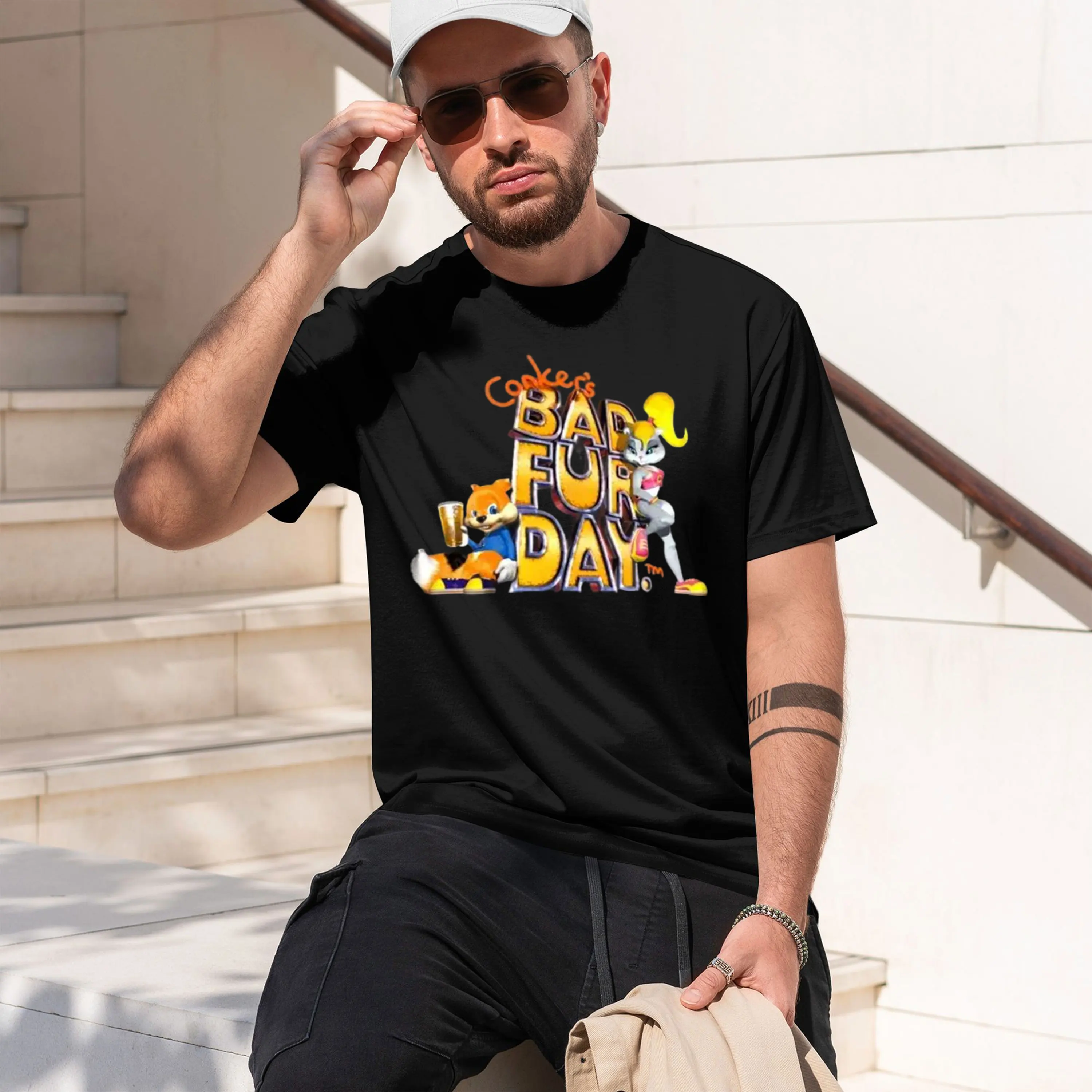Camiseta de cuello redondo para hombre y mujer, modelo 2026, con estampado de Conker y el día malo de Conker, aventura salvaje con Conker, Conker el travieso.