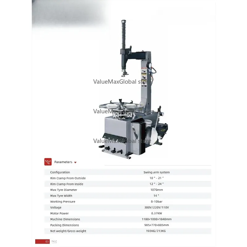 Pneumatic Tire Changer & Wheel Balancer (12-24 Inch) – Essential Automotive Shop Maintenance Equipment