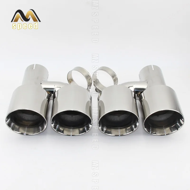 Car accessories Stainless steel h type double outlet 101mm 114mm straight side exhaust pipe tail throat