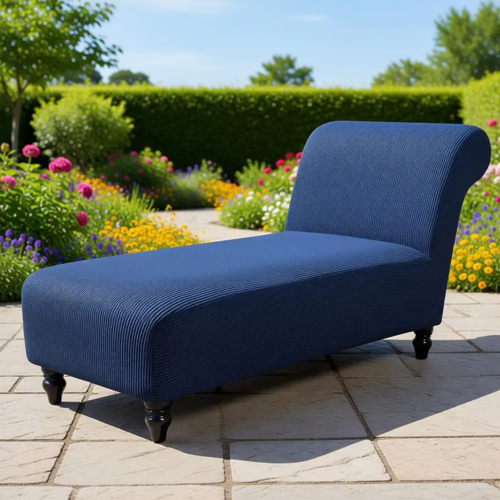 

Navy Washable Stretch Chaise Lounge Cover for Living Room and Bedroom Furniture Protection