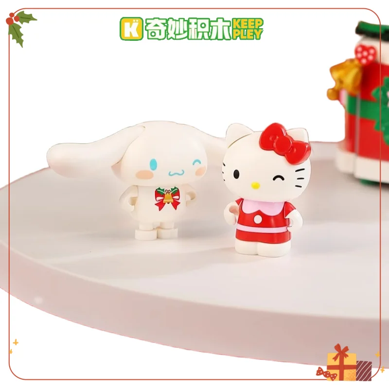 素晴らしいビルディングブロックキープリーサンリオウィッシングクリスマスオルゴールモデルハローキティおもちゃ飾りギフト受信ブロックおもちゃ