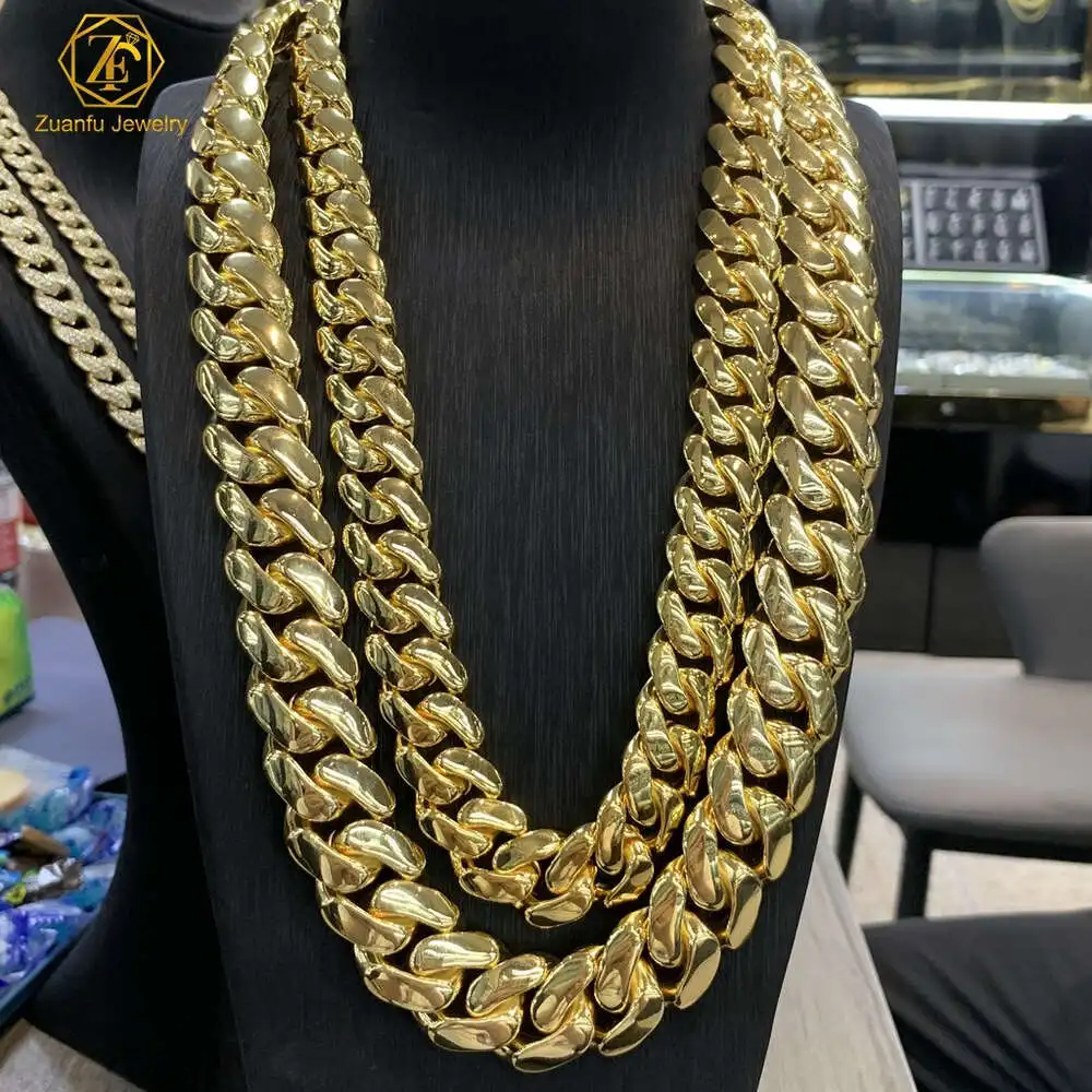 

Hip Hop Gold Plated 30mm Mens Miami 925 Sterling Silver Cuban Link Chain Necklace Men Jewelry Miami Cuban Link