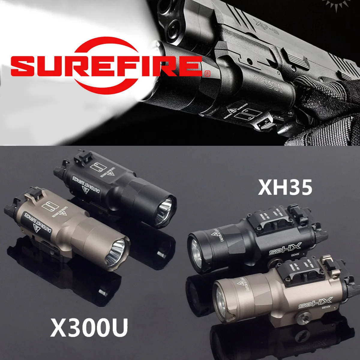 Tactical Surefire X300 Ultra XH35 XH15 Pistol Scout Light Lamp G17 Gun Outdoor Strobe LED Weapon Rail Flashlight Lanterna Torch