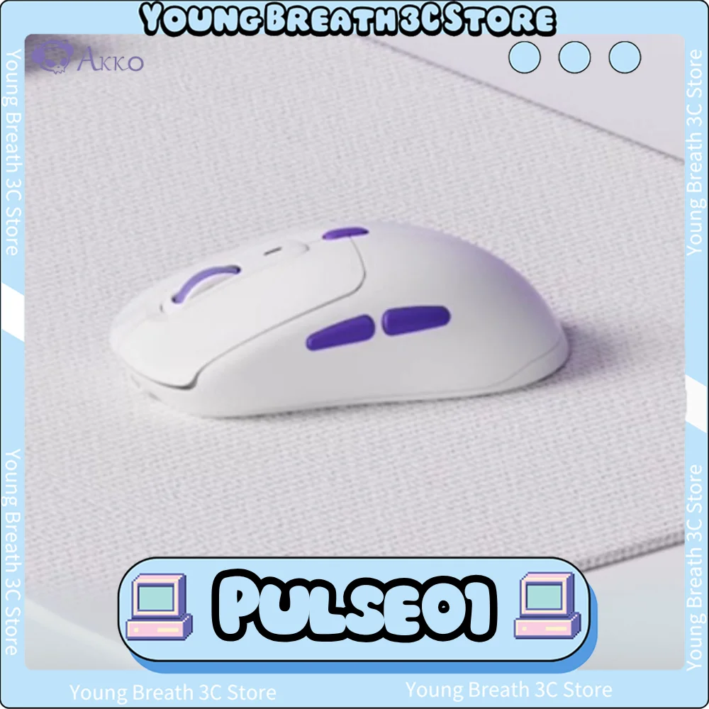 

Akko Pulse01 Mouse Tri Mode Wireless 8k PAW3950 Lightweight 30000dpi Custom Gaming Mouse For Office Pc Game Accessories Gift