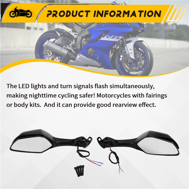 

AB96-For Yamaha YZF-R7 YZF-R9 Rearview Mirror With Turn Signal Side Mirror For Yamaha YZF-R9 Motorcycle Accessories