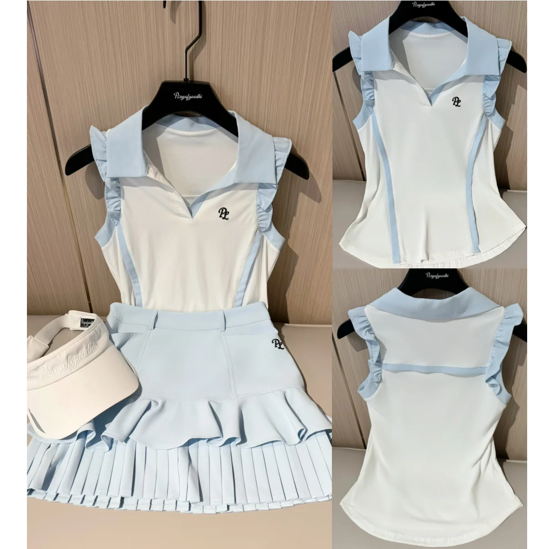 Golf clothing women's summer Korean version golf short sleeved women's quick drying breathable golf skirt set women's tennis