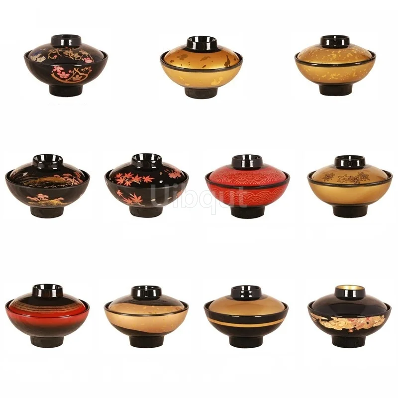 Tazón de Miso Estilo Japonés con Tapa para Sushi, Ensaladas, Arroz, Ramen, Sopa, Udon, Recipiente para Fideos Ramen, Vajilla para Restaurante