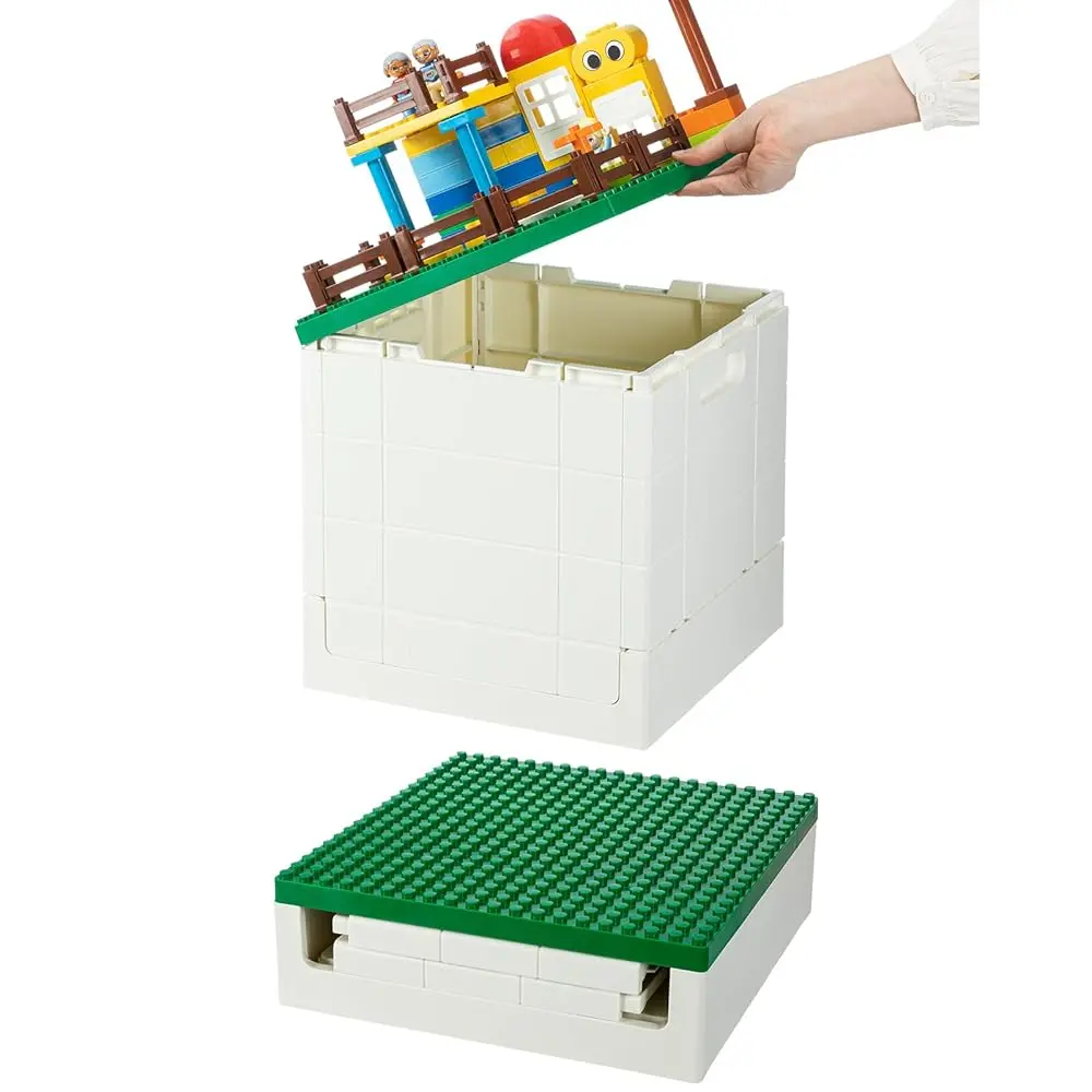 

Collapsible Storage Box With Large Building Base For Duplo Blocks, 26 Qt. Foldable Storage Bin (Dark Green)