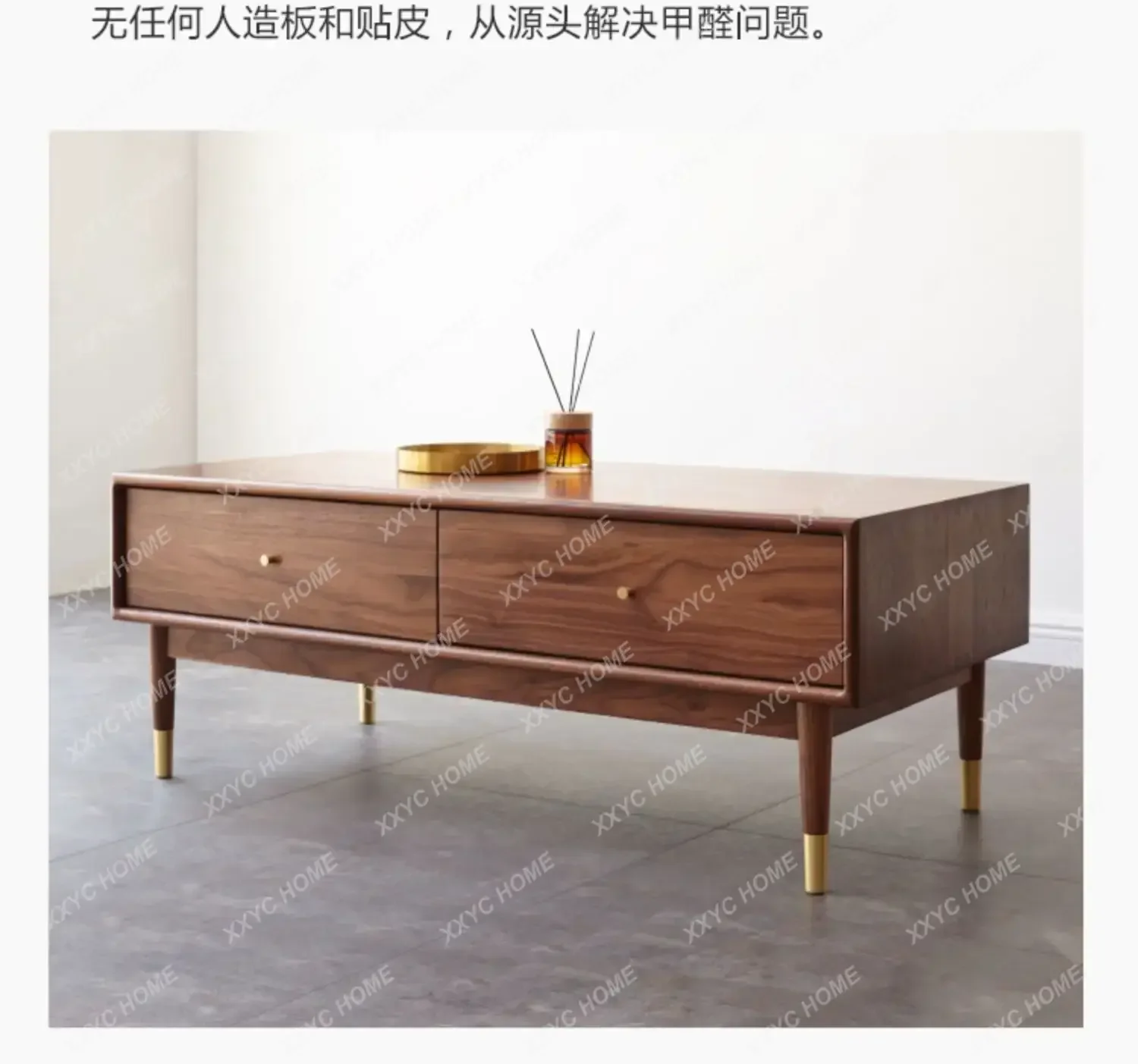

GGSolid wood coffee table Modern simple black walnut living room tea table