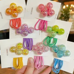 2PCS New Cute Colourful Blasting Bead Princess Headwear Kids Elastic Hair Bands Children Hair Ropes Girls Hair Accessories