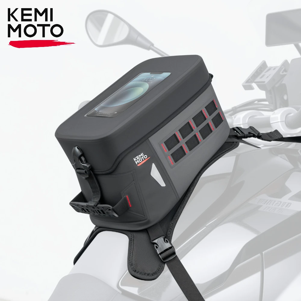 

Motorcycle Tank Bag PVC Waterproof Adventure Storage Tank Bags with Straps Touch Screen 8L Universal for Motorbike Off-road Bag