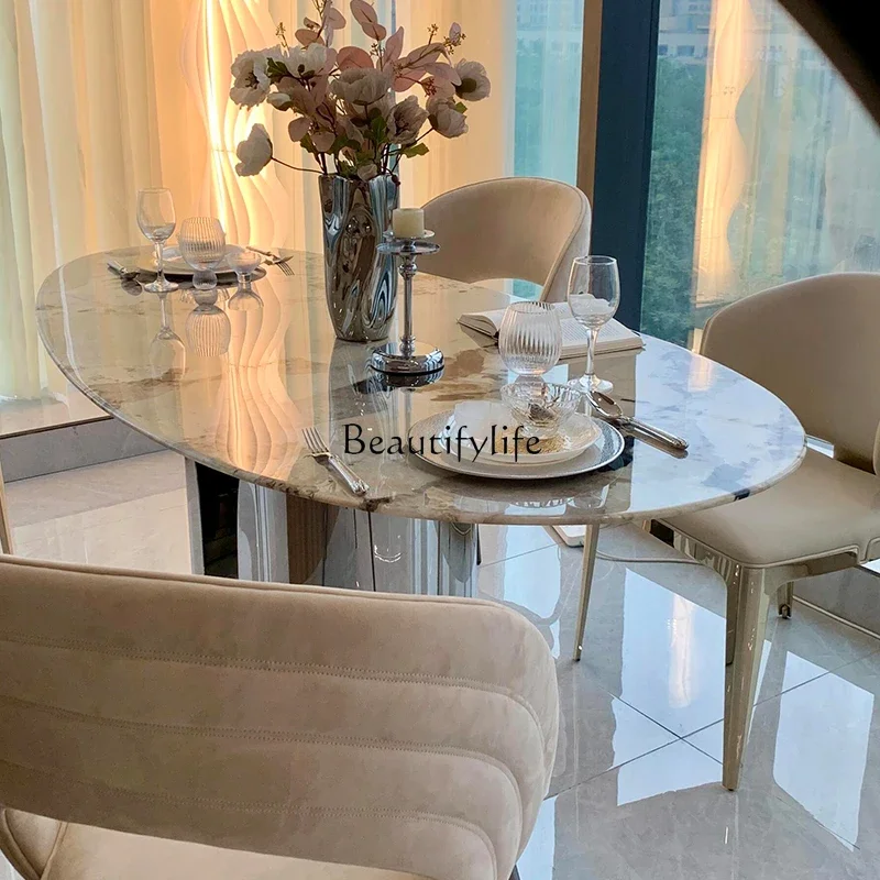 Natural Pandora high-end light luxury marble drop-shaped dining table