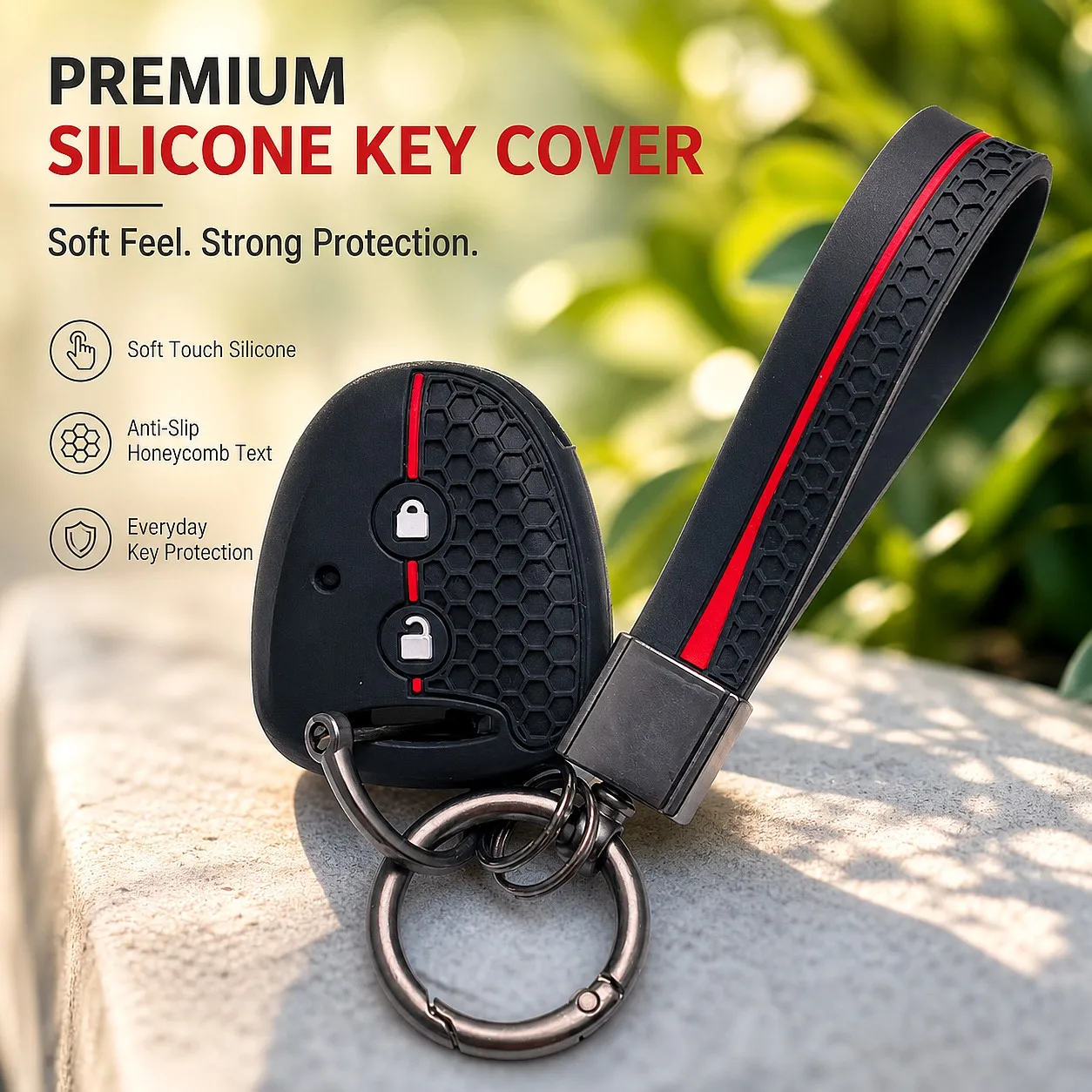 Key Cover for Toyota Hilux Vigo Yaris Corolla Rav4 Vitz Echo Old Generation 2 with Keychain Anti-Scratch Shockproof Soft Grip