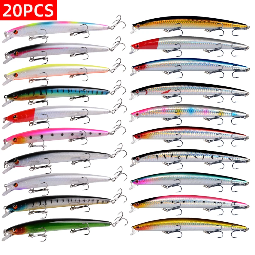 

20pcs Fake Bait Hard Minnow Crankbait Fishing Lures Set of Wobbler for Pike Trolling Fishing Tackle 15g 24g Artificial Bait Kit