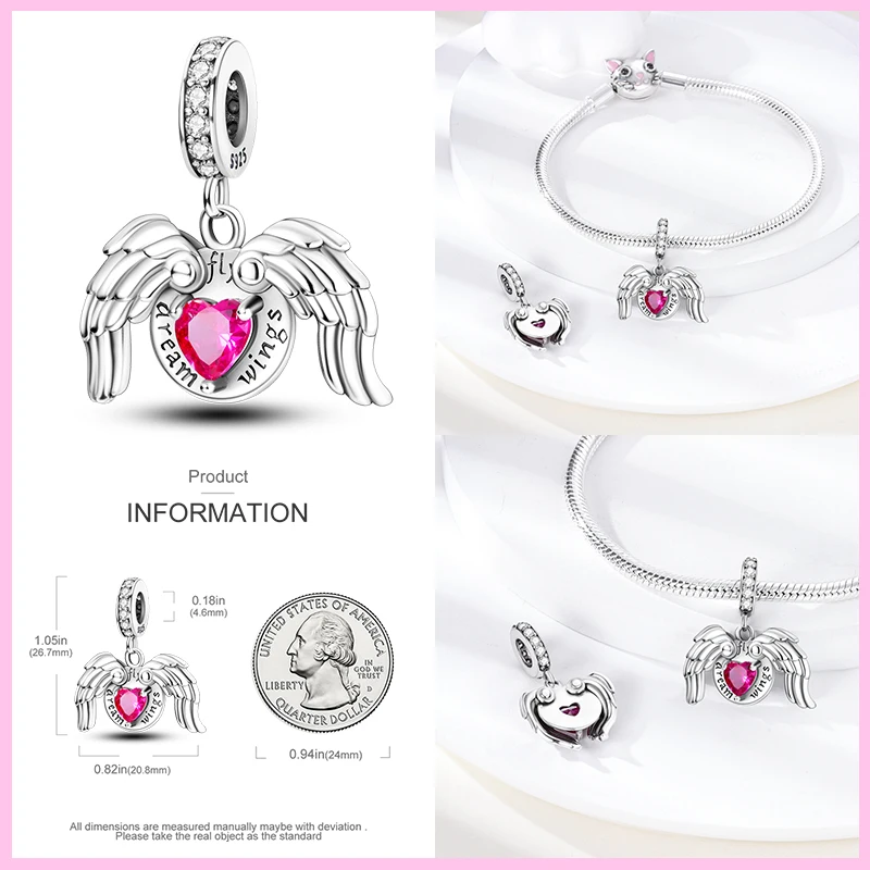 925 Sterling Silver Pink Collection perline di fascino a forma di cuore per Pandora 925 braccialetto originale regalo di gioielli fai da te