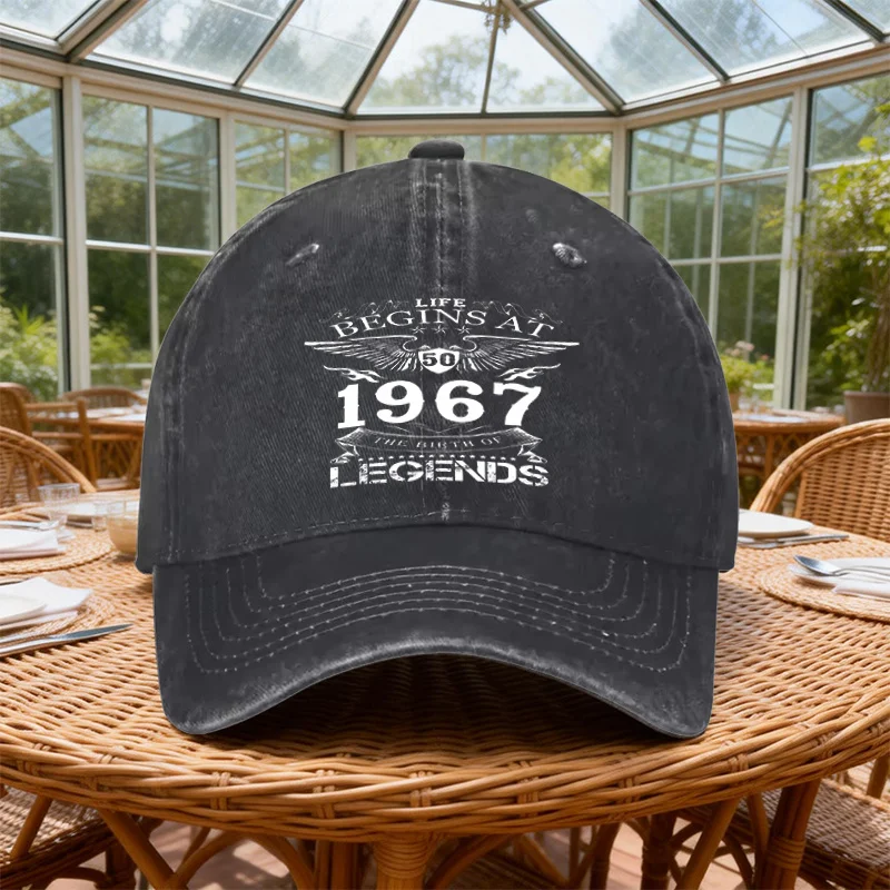 1pc Vintage Printed Washed Baseball Cap, Legendary 1967 Men'S Casual Hip-Hop Sports Hat, Outdoor Stylish Hat - view 3