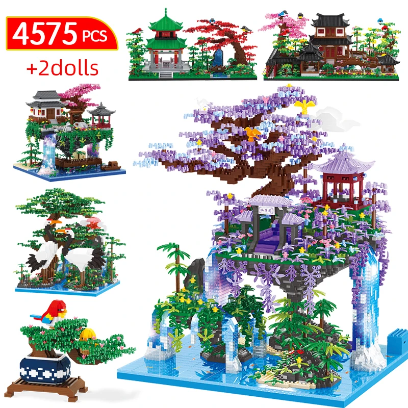 

4575pcs Mini City Chinese Palace Architecture Building Blocks Waterfall Tree House Figures Bricks Toys for Children Gifts