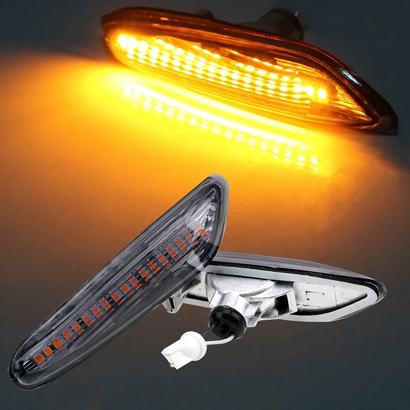 2PCS Car Light LED Always On Turn Signal Side Light Blinker Lamp For BMW- X1 X3 E46 E60 E61 E81 E82 E88 E90 E91