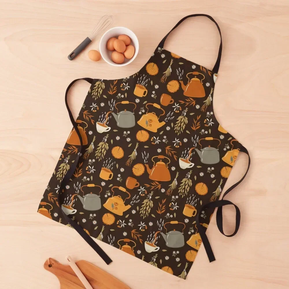 

Autumn mood tea party pattern Apron Chef Uniform Chef Accessory work ladies Apron
