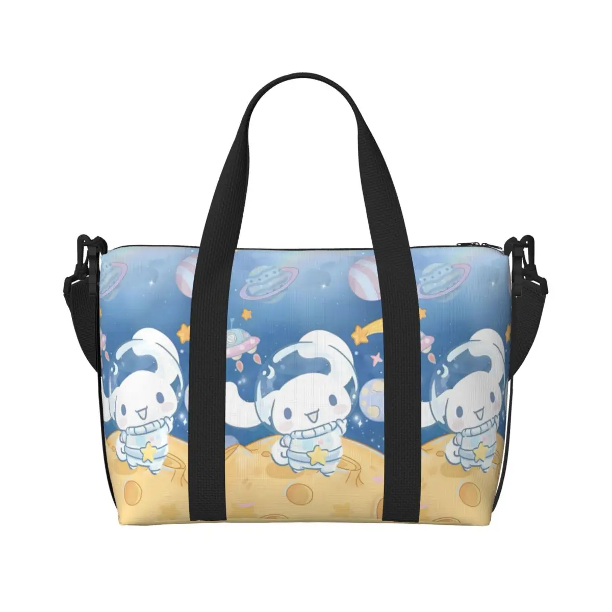 

Женская большая сумка Cinnamoroll на заказ, большая вместительная дорожная сумка на плечо с милой собакой, пляжным тренажерным залом