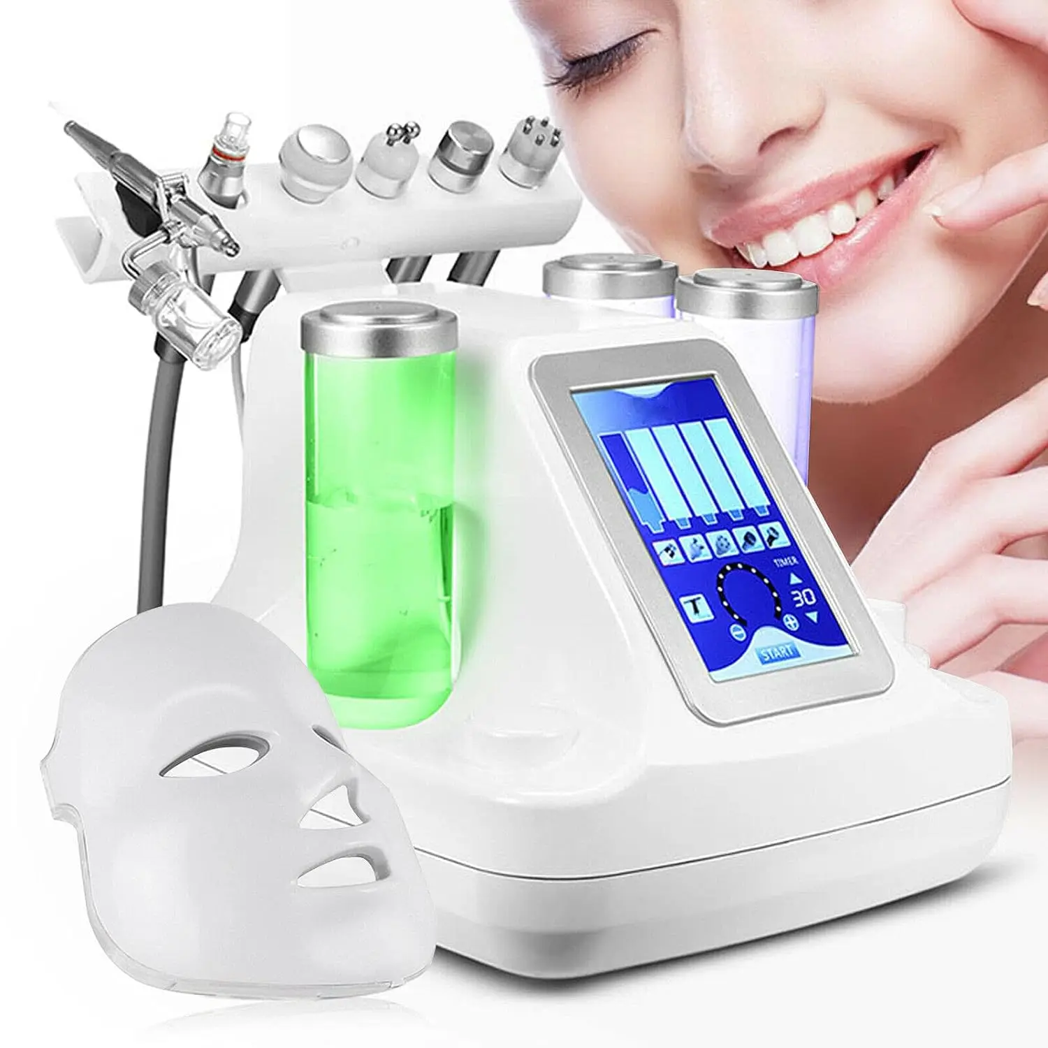 6/7 in 1 Organic RF Water Dermabrasion Beauty Hydro Beauty Aqua Peel Machine Professional Skin Rejuvenation Small Bubble Device