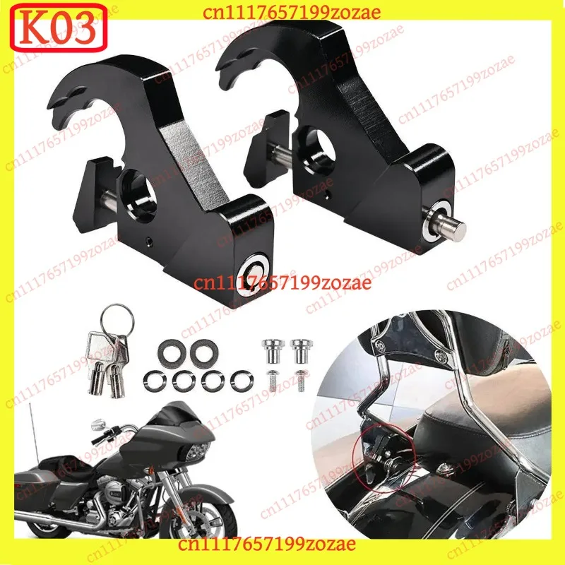 KJ02 1Pair Luggage Rack Docking Latch Lock With Keys Backrest Accessories For Harley Touring Sportster XL883 XL1200 Road King
