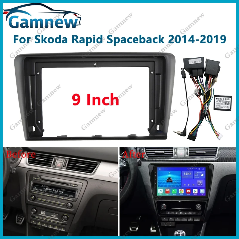 9 Inch Car Frame Fascia Adapter For Skoda Rapid Spaceback 2014-2019 Android Radio Dash Fitting Panel Kit