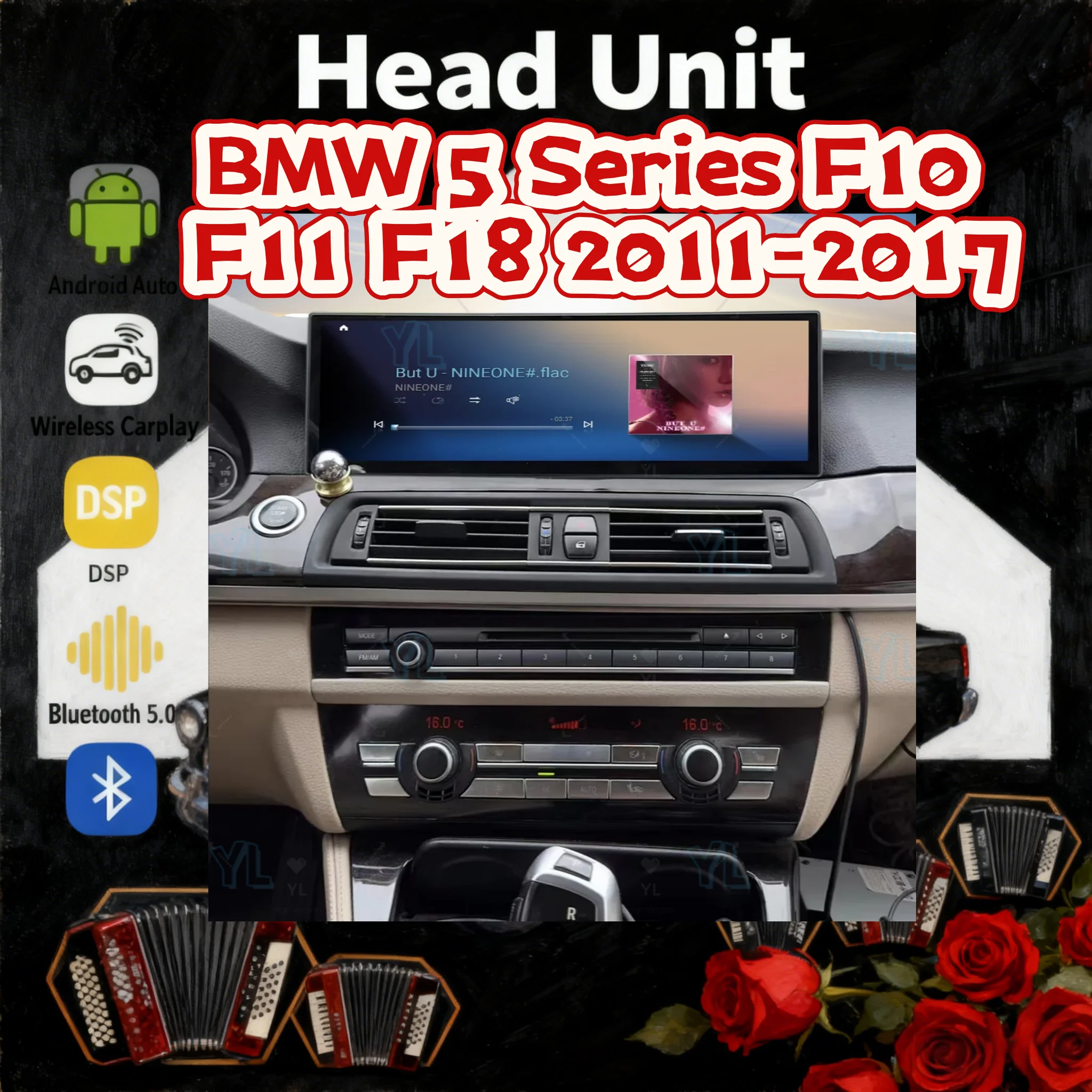 

Беспроводной CarPlay для BMW 5 серии F10 F11 F18 2011-2017 CIC NBT RHD LHD, автомобильная магнитола, стереосистема, GPS-навигация, мультимедийный плеер, 4G