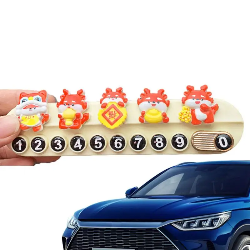 Car Parking Card Number Plate Cartoon Dragon Temporary Parking Phone Number With Aromatherapy Function Card Interior Accessories