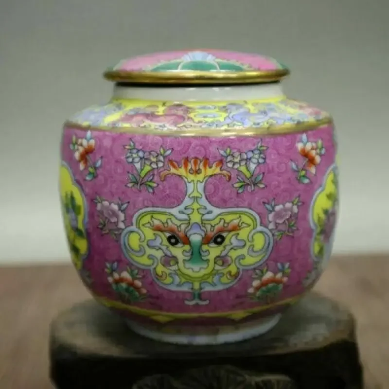 Chinese Old Porcelain Pastel Colorful Flowers and Birds Pattern Lid Jar