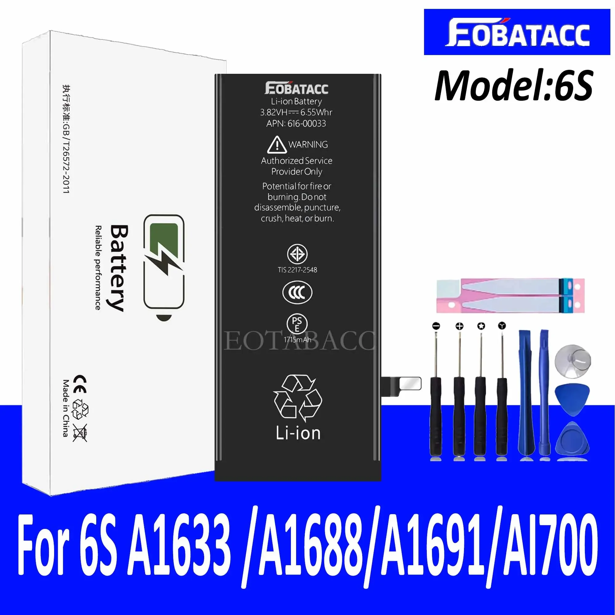 

EOTABACC High Quality 100% Original Battery For iPhone 6S A1633/A1688/A1691/A1770 Phone Battery+Tools