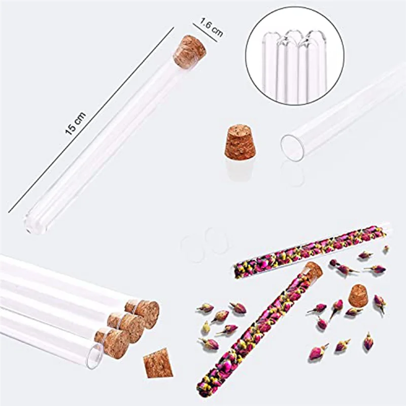 A44F-Pack Of 40 20Ml Test Tubes For Flowers Test Tubes With Cork For DIY Craft Candy Liquids Spices Flowers 150X16mm
