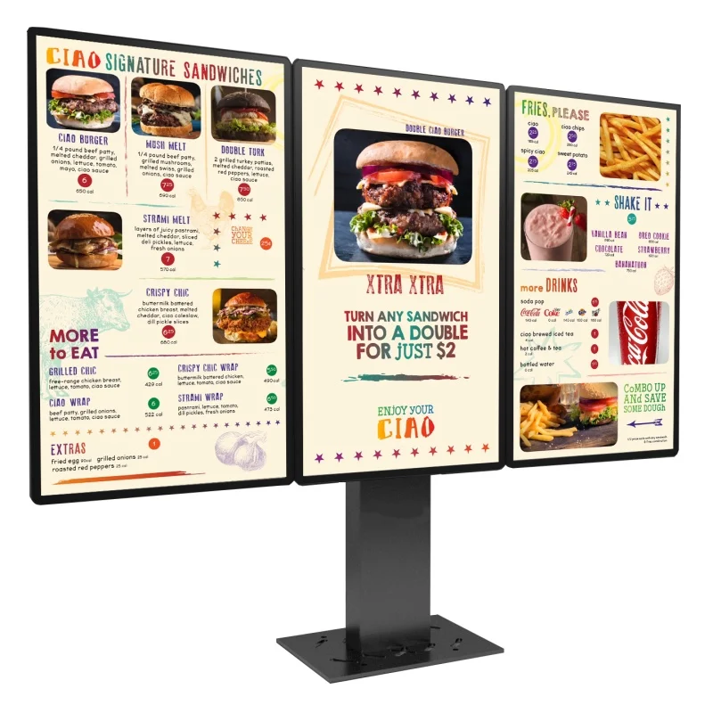 43 Inch Outdoor 3500Nits Digital Drive Thru Menu Digital Signage Standing Quick Pickup Ordering Lcd Screen For Coffee Shops