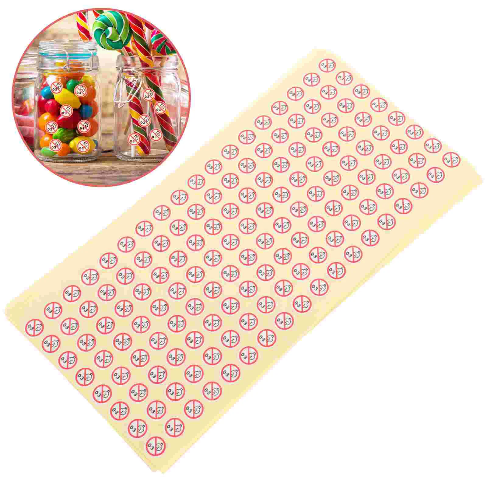 Colorful 0-3 Year Old Baby Prohibited Label Self-adhesive Toy Food 1000pcs (0-3 Years Old) Not Allowed Sticker for Labels