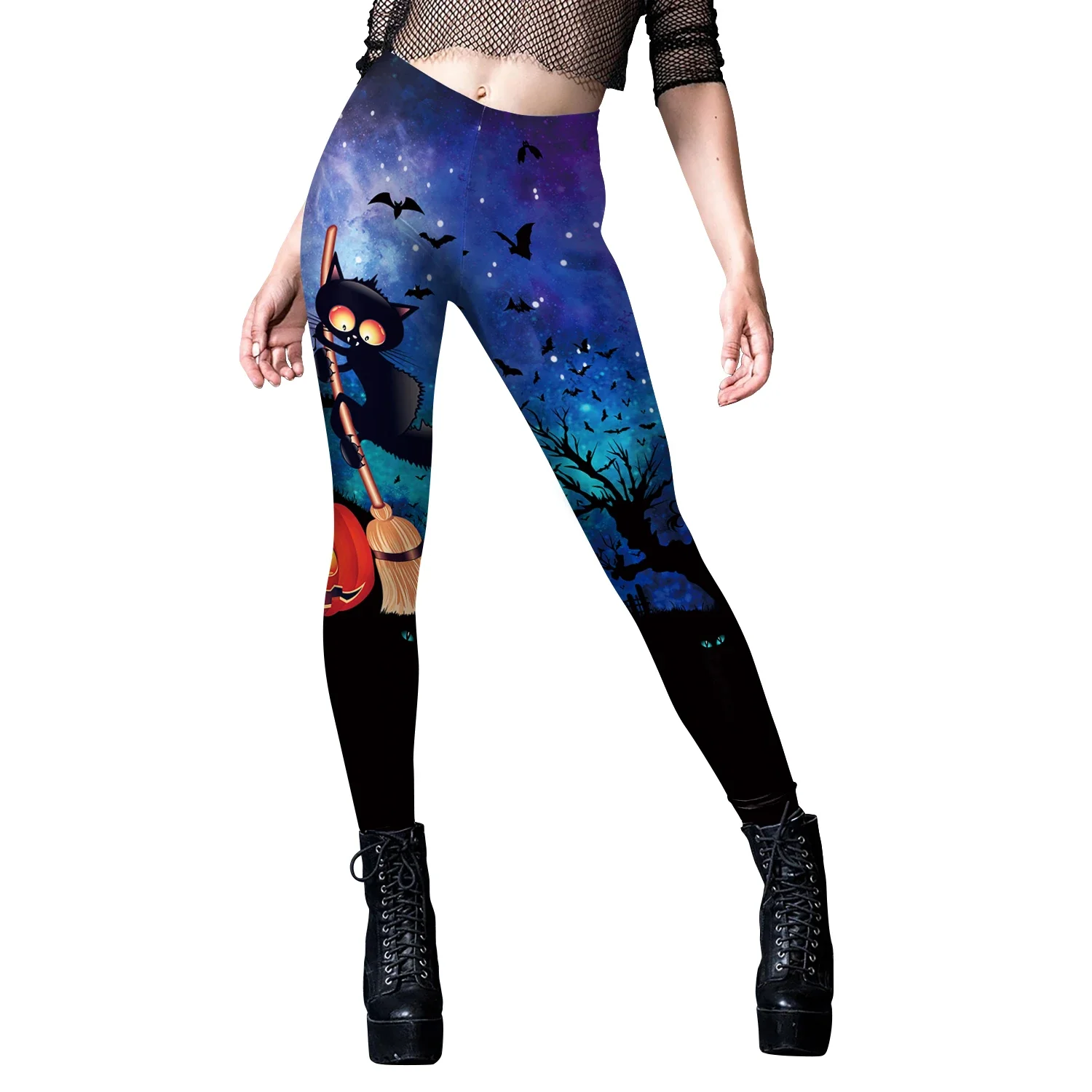 Leggings con estampado de calavera para mujer, pantalones de Cosplay de gato, entrenamiento elástico para Fitness, medias sexis para niñas, pantalones con parte inferior de LICRA