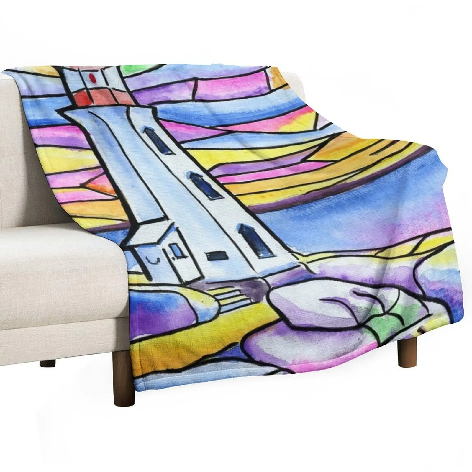 Sacred Light Peggys Cove Lighthouse Throw Blanket Luxury Brand Summer Blankets