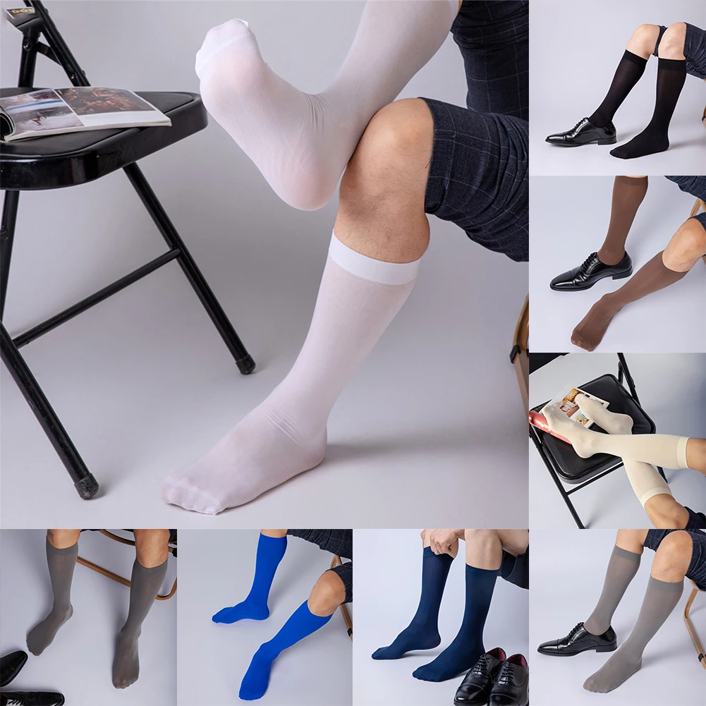 Мужские прозрачные деловые носки, прозрачные чулки, ультратонкие эластичные носки