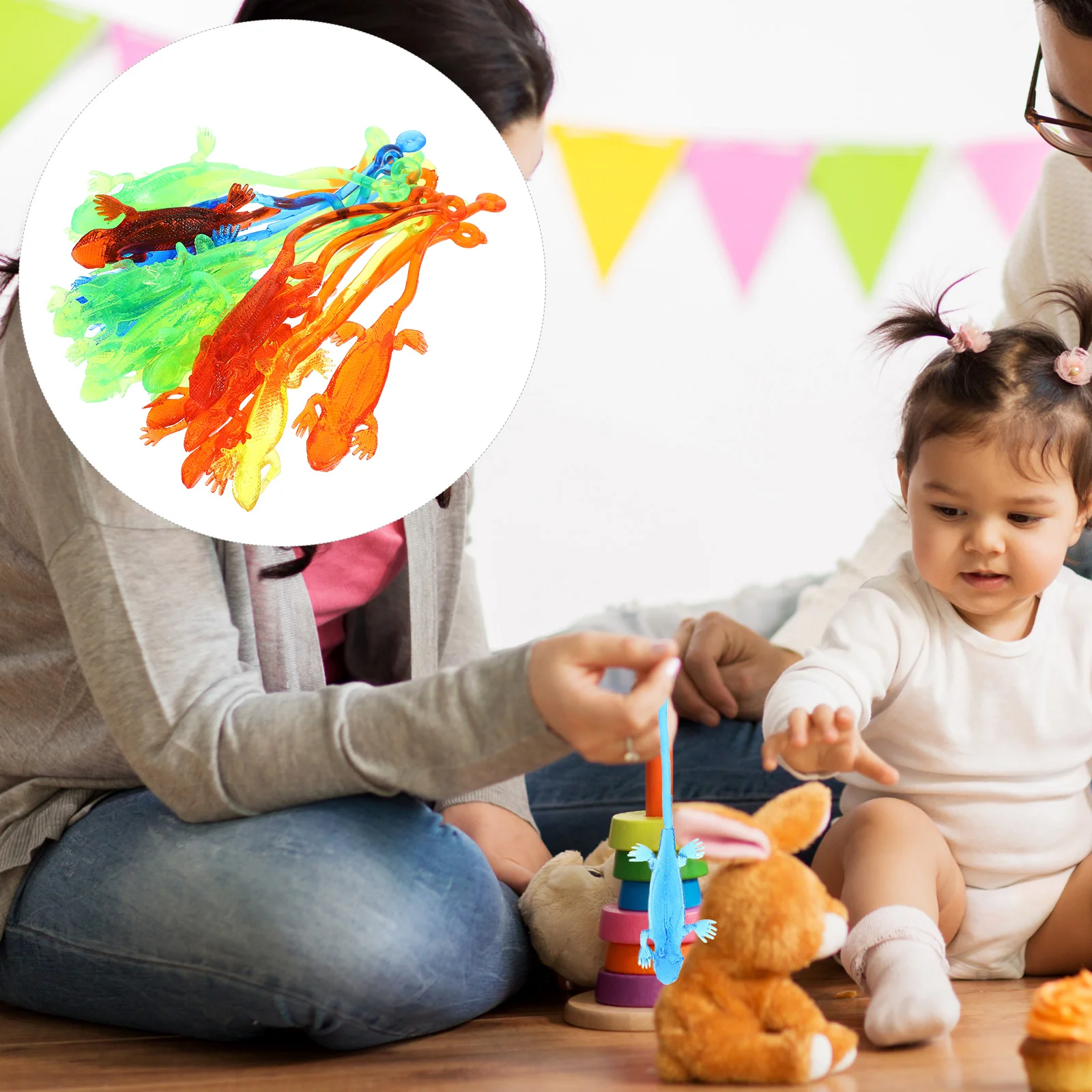 20 Stück Eidechsen-weicher Gummiball, lustige Gadgets, Spielzeug für Kinder, Mini-klebrige Geckos, Stier-Parodie, interaktives Relief