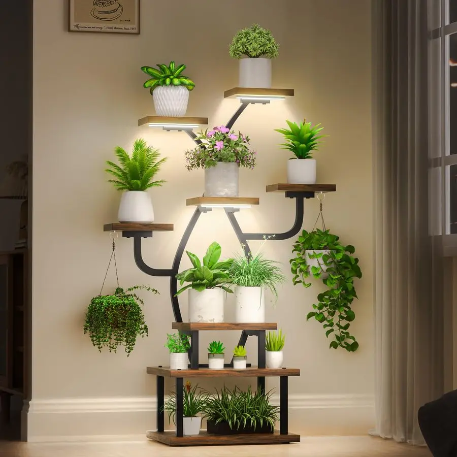 

Plant Stand Indoor with Grow Light, 8 Tiered 48 Small Plant Shelf, Corner Plant Stand Stand for Indoor Plants Multiple, Metal H