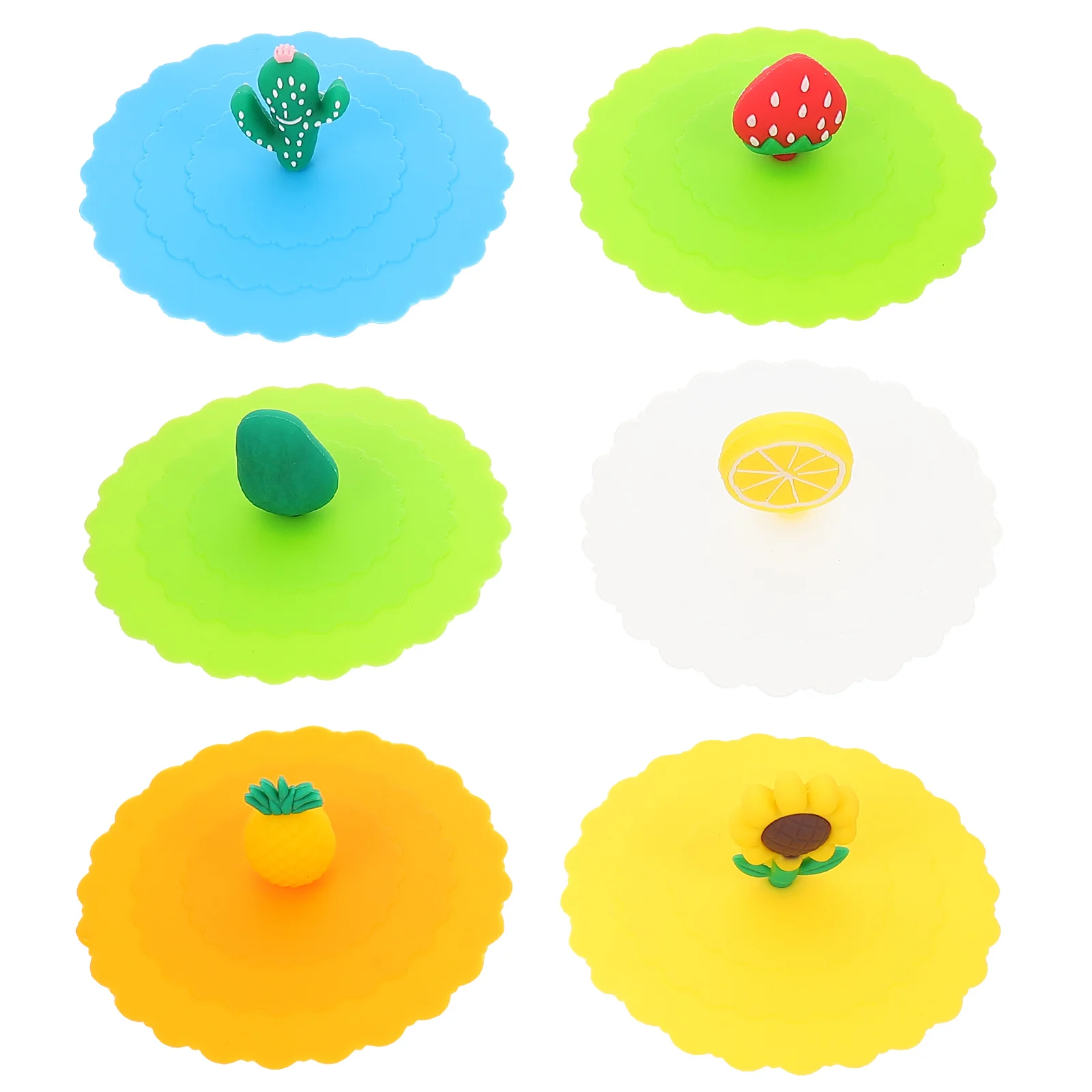 6 Pcs Cute Silicone Cup Lid Travel Inflatable Cooler for Parties Silica Gel Multipurpose