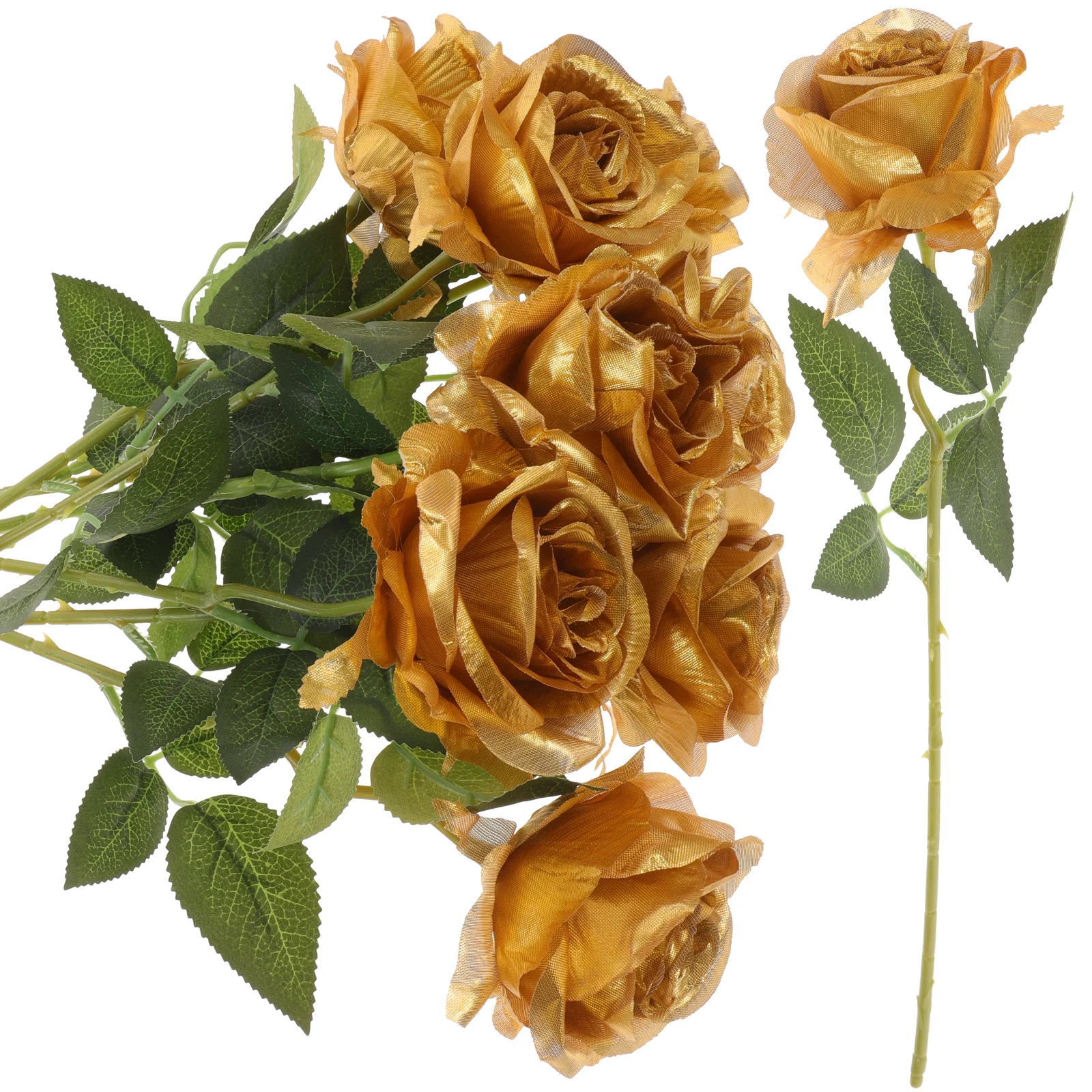 

8pcs 8 Golden Pcs Artificial Flowers for Party Supplies Decor Wedding Bride Party Home Sturdy Non Deform Impact Resistance