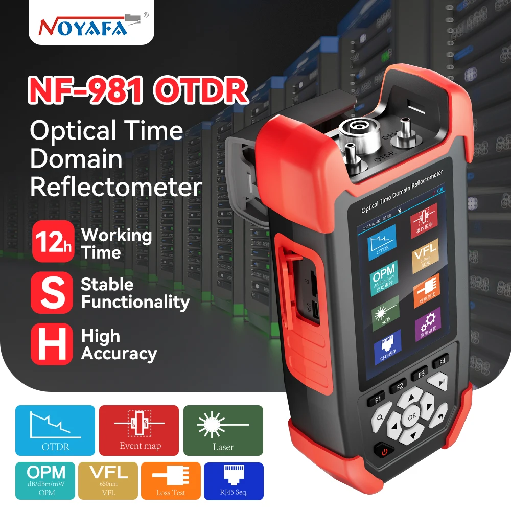 NOYAFA 8 in 1 OTDR Fiber Tester Optical Time Domain Reflectometer with OPM VFL OLS Event Map LAN Cable Tester Multimeter NF-981