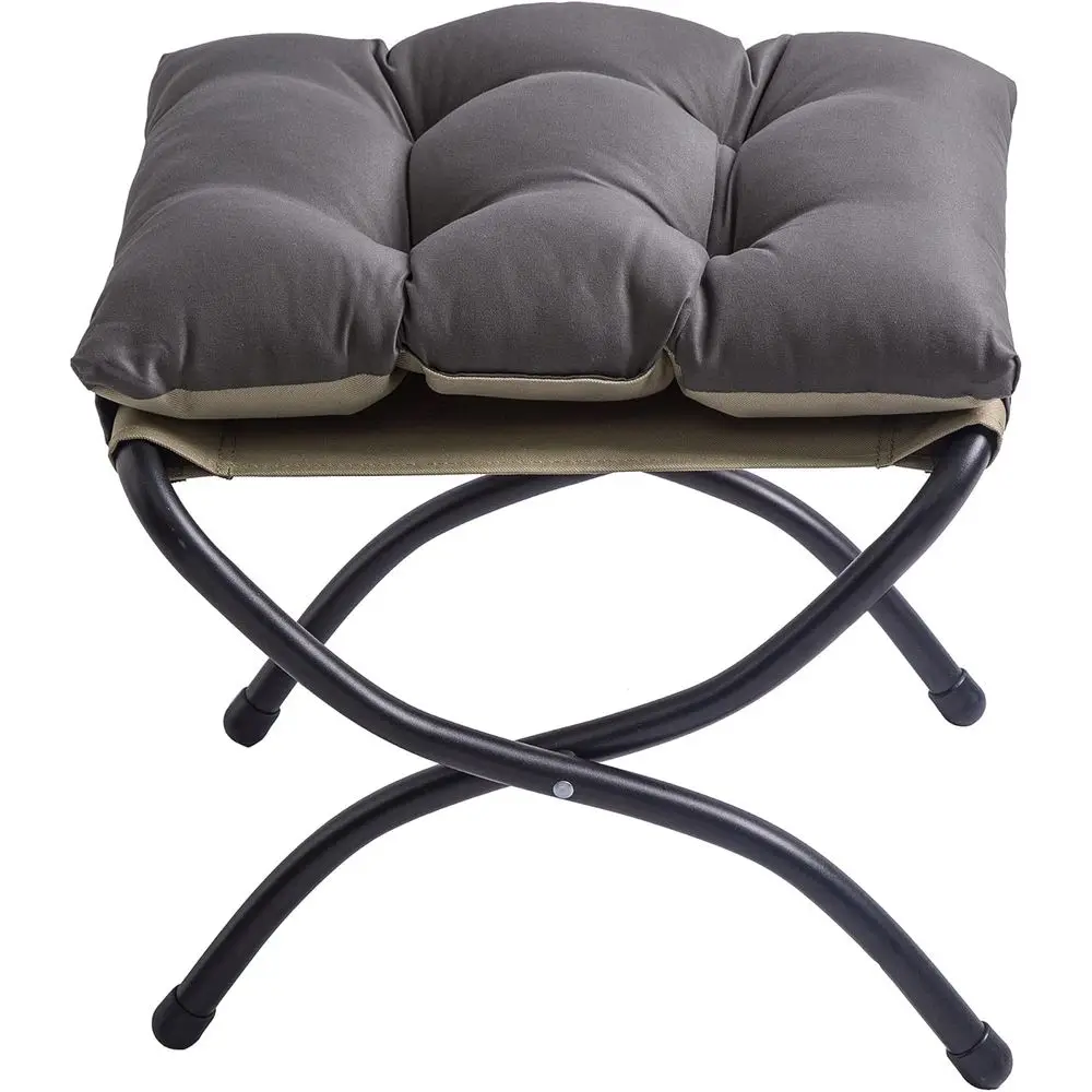 

15" oldable oot Stool Ottoman with Metal e - Washable k Grey Upholstered Indoor/Outdoor ootrest or Living Room, Bedroom, Patio -