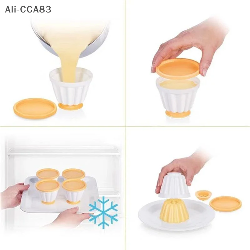 

4Pcs/Lot New PP Pudding Jelly Cake Mold Bakeware for DIY Baking Tool Reusable Plastic Jelly Mold Kitchen Tool 3.3*2.7 inch